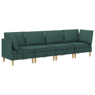 vidaXL Juego De Sof&aacute; Modular Con Almacenamiento 4 Pcs Verde Oscuro Vidaxl