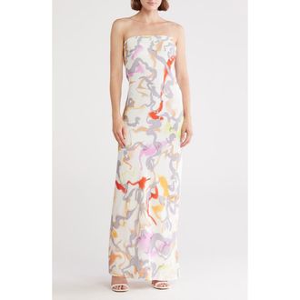 Joie Brynne Strapless Silk Dress in Gardenia Multi at Nordstrom Rack, Size X-Large