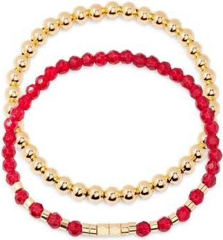 Brook & York Makenna Set of 2 Birthstone Beaded Stretch Bracelets in Gold at Nordstrom Rack
