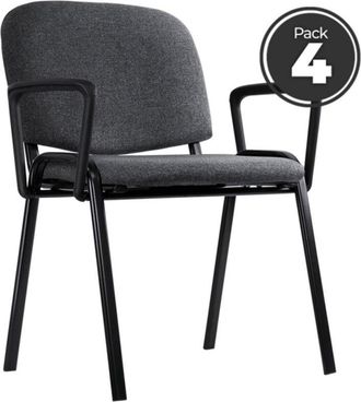 Regalos Miguel Regalos Miguel - Sillas de escritorio - Pack 4 Sillas Ofis con Brazos - Gris