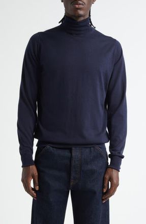 John Smedley Richard Turtleneck Merino Wool Sweater in Navy at Nordstrom, Size Xx-Large