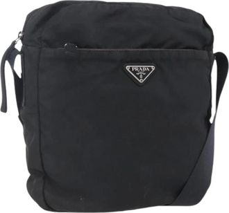 Prada Pre-owned Cross Body Bags, female, Black, Size: ONE SIZE Pre-owned Nylon Cross Body Bag