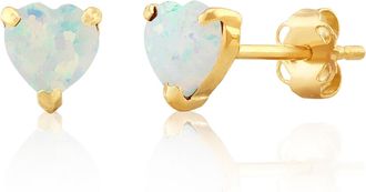 MAX + STONE 925 Sterling Silver 5mm Round Heart Gemstone Hoop Earrings
