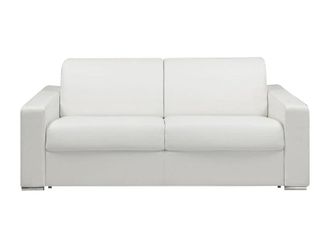 VENTE-UNIQUE.COM Sof&aacute; cama piel sint&eacute;tica 3 plazas blanco 194x223cm
