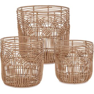 Decorspace Set3 cesta sherly naturale in polyrattan, fil di ferro &Oslash; 30 x h 30 cm &Oslash; 35 x h 35 cm &Oslash; 40 x h 40 cm