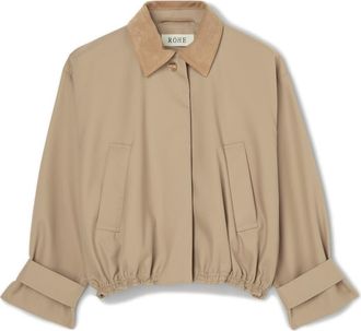 R&oacute;he Suede Collar Cotton Blouson Jacket in Sand at Nordstrom, Size 10 Us
