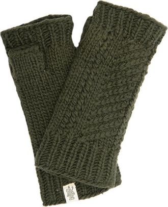 Nirvanna Designs Diagonal Knit Handwarmers in Olive at Nordstrom