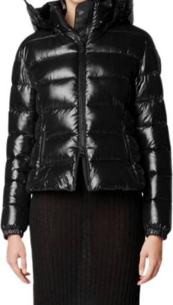Save The Duck Womens Cosmary Hooded Puffer Jacket (Size 4 Is A Large) In Black