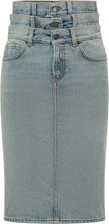 Fiorucci Denim Midi Rok - Dames - Spijkerrokken - Blauw - W28 - Denim - Rokken