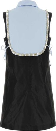 Prada Womens Black Taffeta Mini Dress Nero Abiti