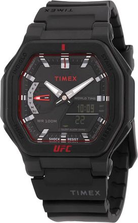 Timex UFC Colossus Alarm World Time Quartz Analog-Digital Black Dial Mens Watch TW2V55200