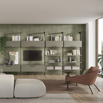 Emuca Emuca - Lote De 3 Estructuras Zero Con Herrajes Y Perfiles Para Montaje Al Suelo Y A Pared Con Nivelador Rectangular, Aluminio Y Zamak, Negro Texturiz