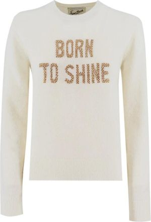 MC2 Saint Barth Truien & Vesten, Dames, Beige, L, Born Shine 10 Strass Jumper