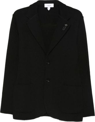 Lardini Jassen, Heren, Zwart, XL, Wol, Wollen jas met externe zakken