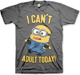 MINIONS Officially Licensed I Cant Adult Today Mens T-Shirt (Dark Grey), X-Large