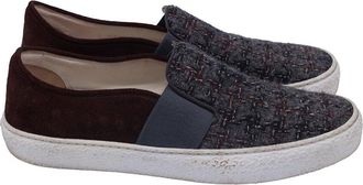 Chanel Womens Tweed CC Tweed Slip-On Sneaker, Size IT | 38 (Authentic Pre- Loved)