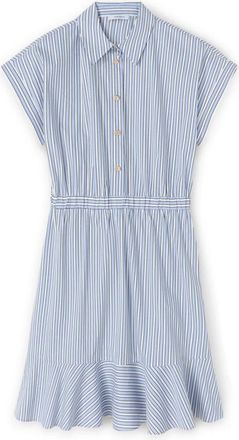 Motivi Gestreept katoenen chemisier jurk - Dames - Korte kleedjes - Blauw - XS - Katoen - Kleedjes