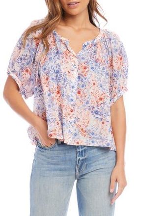Fifteen Twenty Floral Cotton Button-Up Peasant Top in Floral Print at Nordstrom Rack, Size Medium