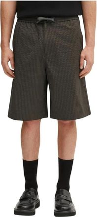 Maison Kitsun&eacute; Elasticated Seersucker Bermuda Shorts - Heren - Korte Broeken - Groen - W42 - Katoen - Korte Broeken