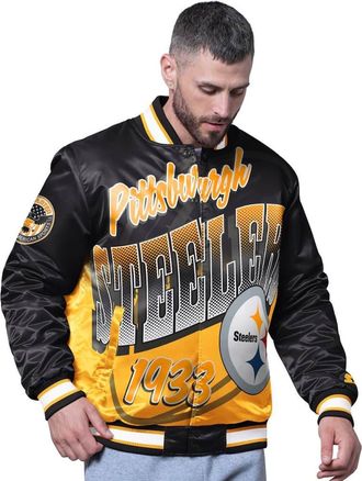 Starter Mens Starter Black Pittsburgh Steelers Pass Rush Varsity Full-Snap Jacket at Nordstrom, Size Xx-Large