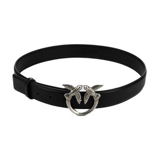 Pinko Love Birds Leather Belt 3cm - female - PINKO - Belts - Black - XS - Accessories