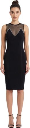 Elisabetta Franchi Black Round Neck Midi Dress