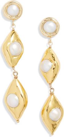 Vidakush Freshwater Pearl Almond Drop Earrings in Gold at Nordstrom
