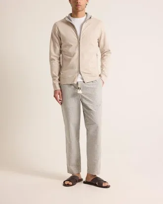 Orlebar Brown Mathers Cashmere Classic Fit Cashmere Blend Zip Through Hoodie in Biscuit Melange at Nordstrom, Size X-Large