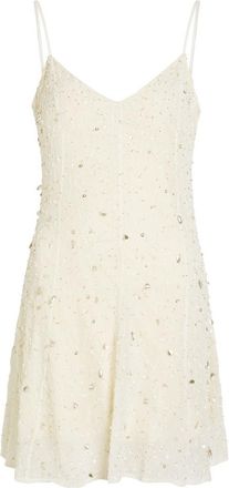 Staud Emily Embellished Mesh Mini Dress - Ivory - 6 (UK10 / S)