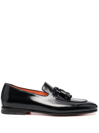 Santoni leather tassel-detail loafers - Black