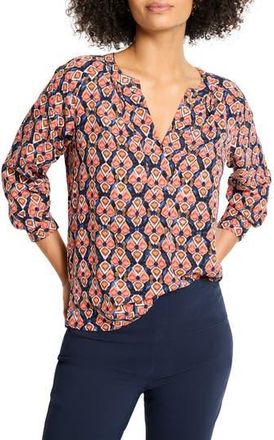 Nic+Zoe Harvest Ikat V-Neck Top in Red Multi at Nordstrom Rack, Size Petite P