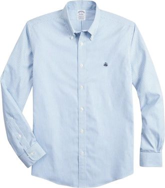 Brooks Brothers Regent Regular-fit Non-iron Sportshirt - Heren - Casual Overhemden - Blauw - S - Katoen - Overhemden