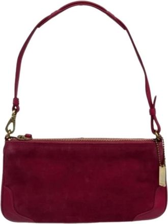 Coach Pre-owned Shoulder Bags, female, Purple, Size: ONE SIZE Pre-owned Suede Pouch
