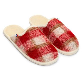 Espadrij Chausson Woolcheck Hausschuhe f&uuml;r Damen | rot