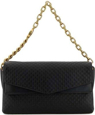Gucci Black Leather Large Shoulder Bag Blackblackblack Lamb Borse A Mano