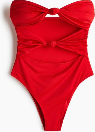 H&M Bandeau-Badeanzug mit wattierten Cups - Red