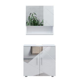Vicco Conjunto De Muebles De Ba&ntilde;o Irma, Blanco, 2 Partes, Armario Bajo 60 Cm