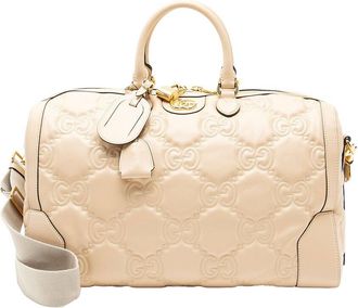 Gucci Beige Jumbo Gg Leather Matelasse Medium Duffle (Authentic Pre-Loved)