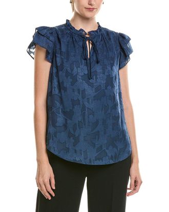 Anne Klein Ruffle Textured Blouse