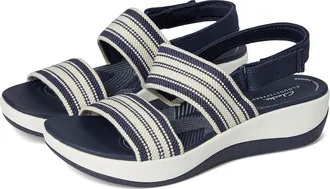 Clarks Arla Stroll Womens Sandals Navy Textile : 6.5 B - Medium, Rubber