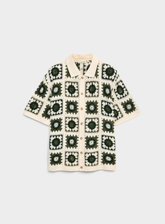 Redefined Rebel Mens Fabian mosaic crochet shirt