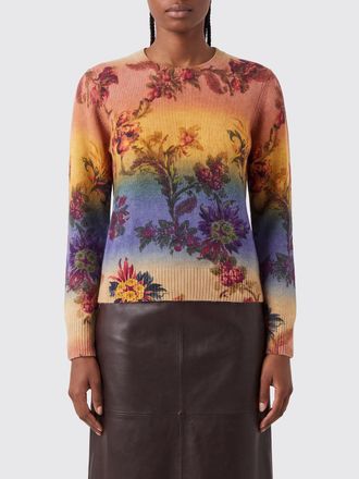 Etro Crewneck Jumper in Pure Wool with a Floral Pattern and Ribbed Trims
