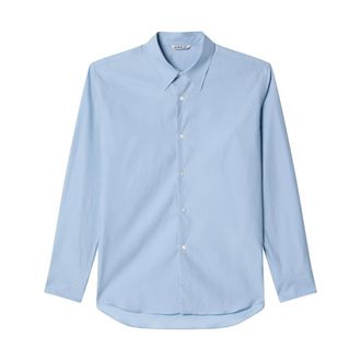 Auralee Washed Finx Twill Slim Shirt - male - Auralee - Casual Shirts - Blue - XL - Shirts