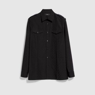 Gucci GG Cotton Poplin Shirt, Size 42, Black