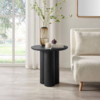 Furniturebox Sutton Wood Veneer Round Side Table in Black