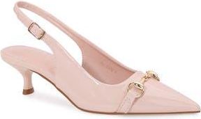 Berness Juliette Pointed Toe Kitten Heel Slingback Pump in Beige at Nordstrom Rack, Size 6.5
