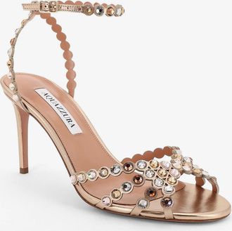 Aquazzura Womens Sandals Tequila Gold Leather