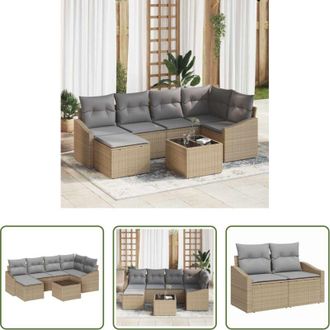 vidaXL vidaXL Sedute esterne - Set di divani con cuscino 7 pcs Beige polyrattan