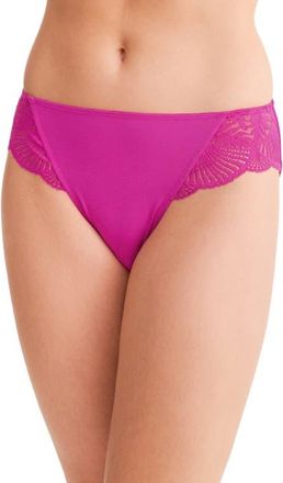 Fleur't Belle Epoque Lace Trim Microfiber Briefs in Passion Fruit at Nordstrom, Size Xx-Large