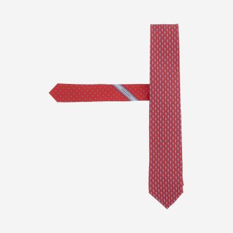 Ferragamo Silk Seahorse-Patterned Necktie - Red
